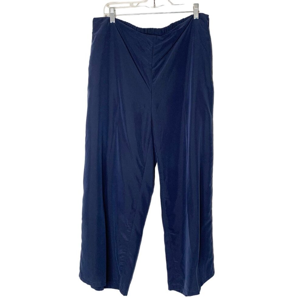J. Jill Wide Leg Cropped Pants in Navy Blue Back Pockets Women's XL